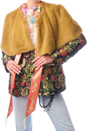 Aratta Grace Kelly Reversible Fur Cape In Camel