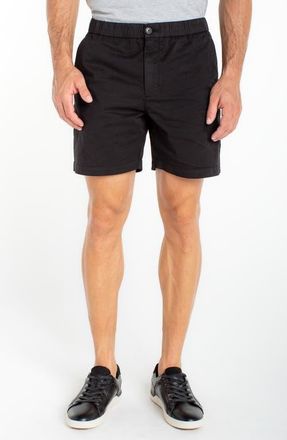 Liverpool L.A. Flat Front Cotton Button & Drawstring Shorts in Black at Nordstrom, Size Xx-Large
