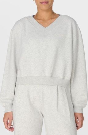 Sweaty Betty Revive Organic Cotton Blend Crop Sweatshirt in Ice Grey Marl at Nordstrom, Size Small