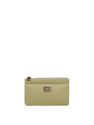 Dolce & Gabbana Sage Green Dauphine Leather Card Holder