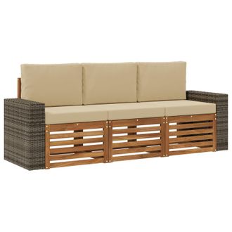 vidaXL Juegos De Sof&aacute;s Con Coj&iacute;n 3 Pcs Madera De Acacia S&oacute;lida Vidaxl