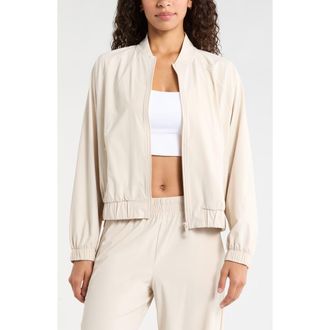 Zella Atlas Bomber Jacket in Moonbeam at Nordstrom, Size X-Small