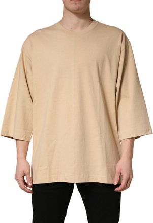 Dolce & Gabbana Beige Cotton Roundneck Oversized Fit Mens T-shirt (Pre-Owned)