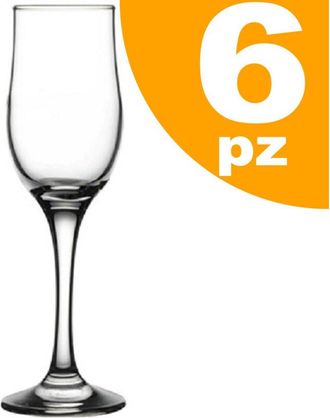 Trade Shop Trade Shop - Set 6pz Calici Calice Tulipe Flute Vetro 20cl Bicchieri Vino Spumante Champagne