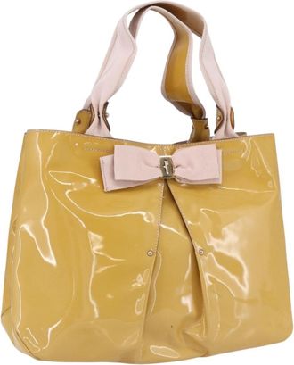 Ferragamo Vala Handbag Patent Leather Yellow Patent_Leather Handbag (Pre-Owned)