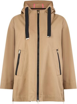 Herno Jassen, Dames, Beige, M, Katoen, Licht jack met capuchon en rits