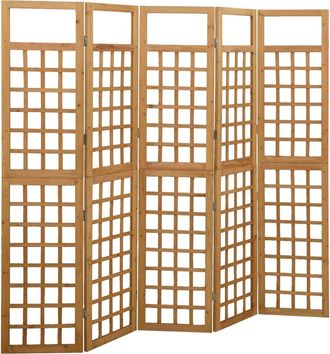 vidaXL Biombo/enrejado De 5 Paneles Madera Maciza Abeto 201,5x180 Cm Vidaxl