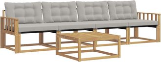 vidaXL Conjunto De Sof&aacute;s De Exterior 5 Uds. Blanco Y Gris Claro Vidaxl