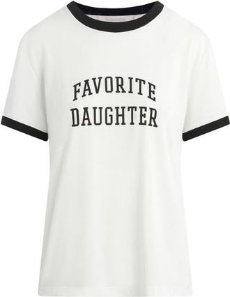 Favorite Daughter Logo Ringer T-Shirt in White/Black at Nordstrom, Size X-Small