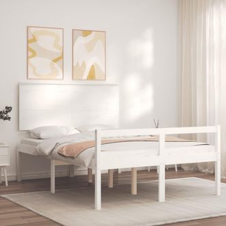 vidaXL Cama Personas Mayores Cabecero Madera Maciza Blanco 120x200 Cm Vidaxl
