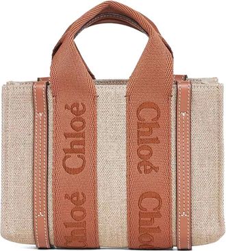 Chlo&eacute; Borsa tote Woody con logo - Toni neutri