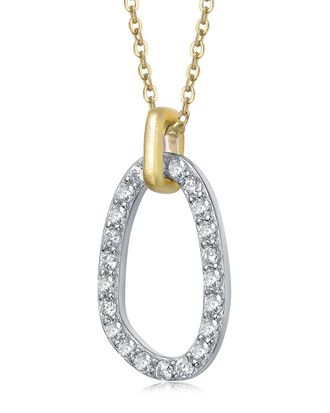 Rachel Glauber 14K Plated Cz Oval Pendant