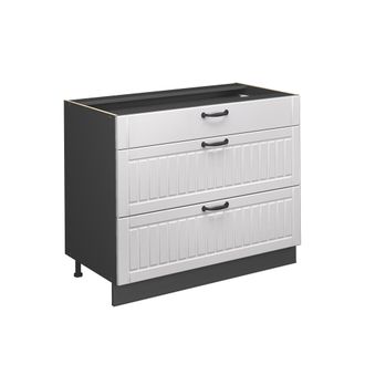 Vicco Mueble Bajo De Cocina Fame-line, Blanco Casa De Campo/antracita, 100 Cm Sin Encimera, Vicco
