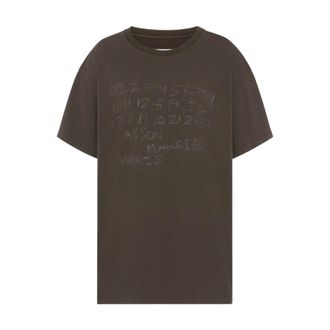 Maison Margiela T-Shirts, female, Brown, Size: L Numerical Cotton T-shirt