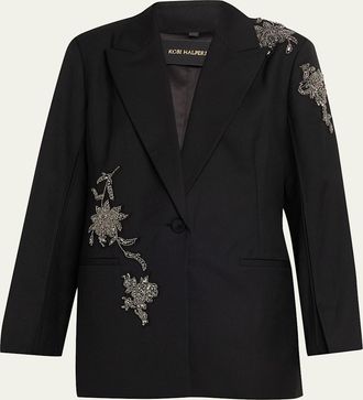 Kobi Halperin Lariz Single-Button Crystal Applique Jacket