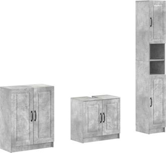 vidaXL Juego De Armarios De Ba&ntilde;o De 3 Piezas Utrecht Gris Hormig&oacute;n Vidaxl