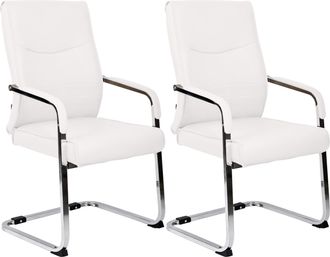 Clp Set De 2 Sillas De Visita Hobart Blanco Simil Cuero