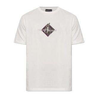 Emporio Armani T-shirt met geborduurd logo - Heren - T-shirts - Wit - S - Katoen - Tops