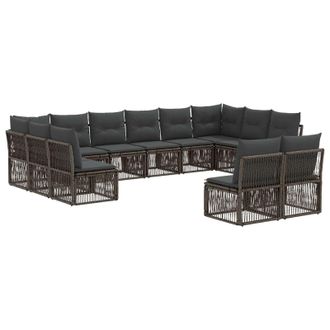 vidaXL Conjunto De Sof&aacute;s De Jard&iacute;n 12 Pcs Gris Rat&aacute;n Sint&eacute;tico Vidaxl