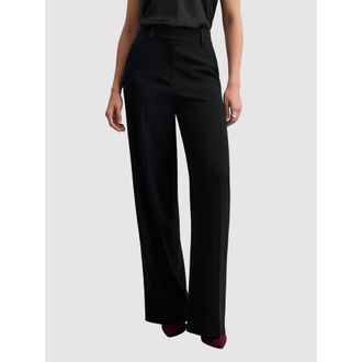 The Fold Adelaide Clever Crepe Wide Leg Trousers in Black at Nordstrom, Size 12