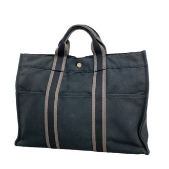 Herm&egrave;s Black Canvas Tote Bag (Pre-Owned)