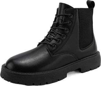 Generic Mens Chelsea Ankle Boots Round Toe Simple Vegan Leather Slip On Wearable Waterproof Anti-slip Dress Slip On(6.5 UK)