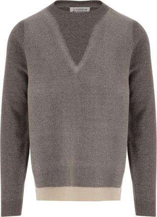 Maison Margiela Color-Block Wool Sweater with Iconic Four Stitches