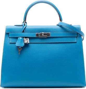 Herm&egrave;s 2011 Epsom Kelly II Retourne 35 satchel - Blu