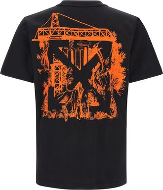 Off-white Logo-Embroidered Cotton T-Shirt - Black