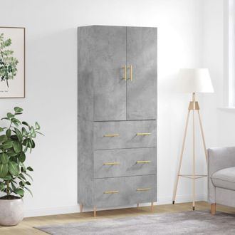 vidaXL Vidaxl - Aparador Alto Madera Contrachapada Gris Hormig&oacute;n 69,5x34x180 Cm