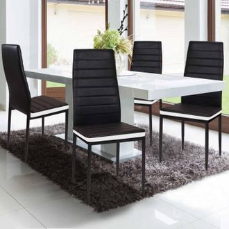 IDMarket Idmarket - Juego De 4 Sillas De Comedor Romane Negras Con Cabezal Blanco