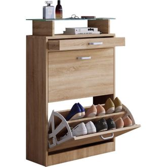 ebuy24 Ebuy24 - Gabinetto scarpa in legno vcm Dimensioni: a. 91 x l. 59 x t. 22 cm 2 flaps cassetto stretto pratico ripiano - Sipos m (Sonoma rovere