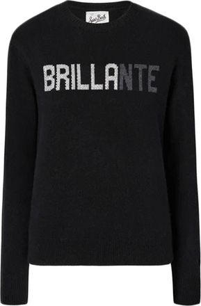 MC2 Saint Barth Black Long-Sleeved Sweatshirt with Rhinestone Detail