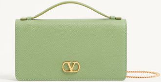 Valentino Garavani VLogo SIGNATURE GRAINY CALFSKIN WALLET WITH CHAIN Wo