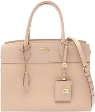 Prada Pre-owned Esplanade Leather 2way Handbag - Dames - Vintage Shopper - Beige - ONE Size - Leer - Vintage