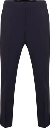 Shanghai Tang logo-embroidered wool trousers - men - Wool - 50 - Blue