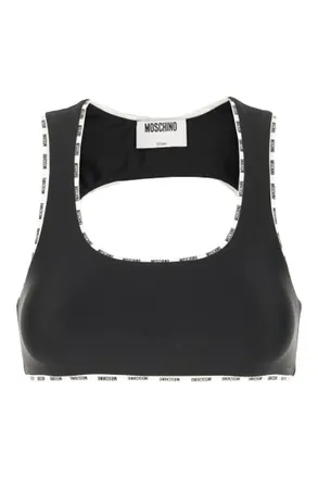 Moschino Black Logo Scoop Neck Top