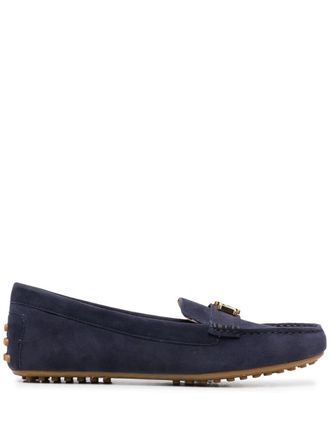 Lauren Ralph Lauren logo-lettering leather loafers - women - Rubber/Leather/Leather - 5.5 - Blue