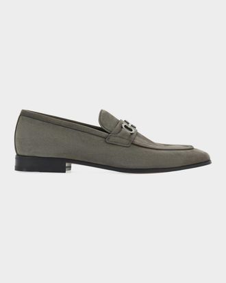 Ferragamo Men & apos;s Daytona Leather Gancini-Bit Loafers