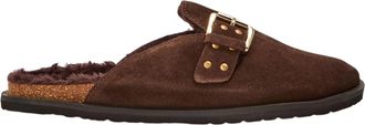 Steve Madden Damesclogs van su&egrave;de met gesp in de kleur Evergreen (Bruin)