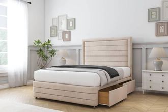 Comfort Beds Anna Naples Divan Base 4 Drawers - 54 Headboard-Footboard in Light Sand | Size: King