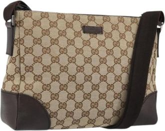 Gucci Pre-owned Cross Body Bags, female, Beige, Size: ONE SIZE Pre-owned Vintage GG Canvas Shoulder Bag