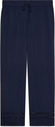 Fiorella Rubino Wijde broek met ajour-detail - Dames - Wijde Broeken - Blauw - L - Katoen - Broeken