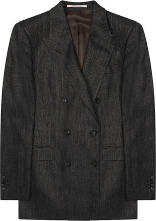 Tagliatore Jasmine Double-Breasted Black Wool-Blend Blazer