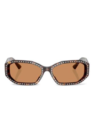 Jimmy Choo Eyewear Occhiali da sole squadrati con cristalli - Marrone