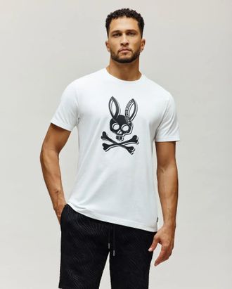 Psycho Bunny Mens Serge Embroidered Bunny Graphic Tee 100 WHITE / XXXL