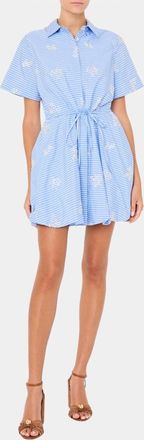 Milly Willa Beaded Mini Dress In Blue/white