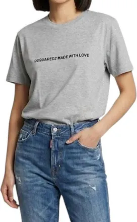 Dsquared2 Womens Made With Love Logo Cotton T-Shirt In Grey