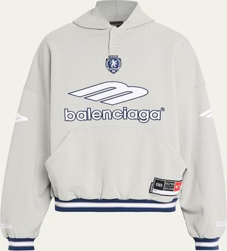 Balenciaga Mens 3B Football Fleece Polo Hoodie