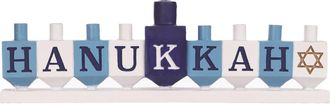 Melrose International Hanukkah Menorah Candle Holder 11L - Blue, White